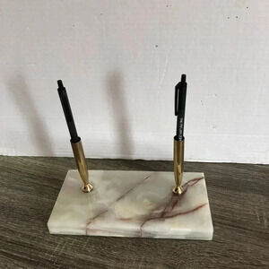Vintage Onyx Double  Pen Holder
